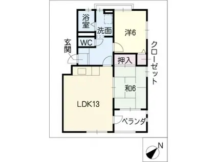 サワーハイツ(2LDK/2階)の間取り写真