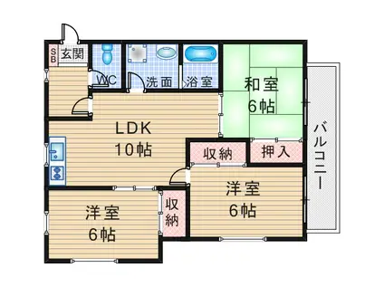 ストークレスト稲田(3LDK/2階)の間取り写真