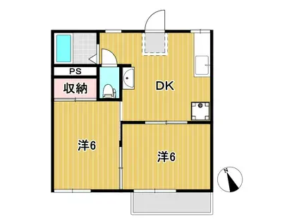 コーポとさき(2DK/2階)の間取り写真