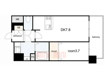 ファステート神戸マージュ(1DK/6階)の間取り写真