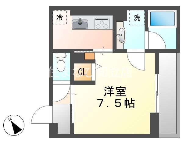 ボヌールB(1K/3階)の間取り写真