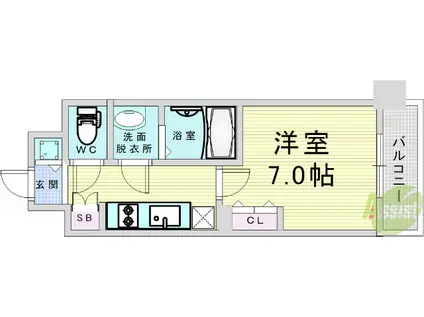 ファーストフィオーレ新梅田(1K/4階)の間取り写真