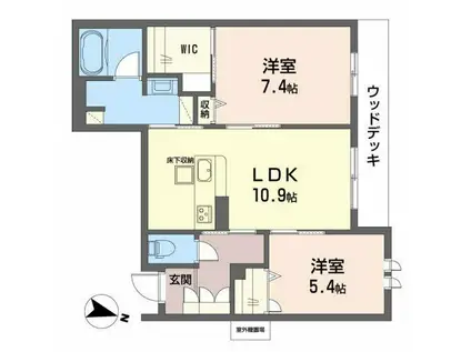 シャーメゾン アンビエラ(2LDK/1階)の間取り写真