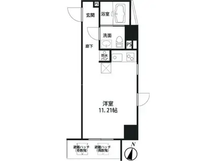 エムグランジュ(ワンルーム/4階)の間取り写真