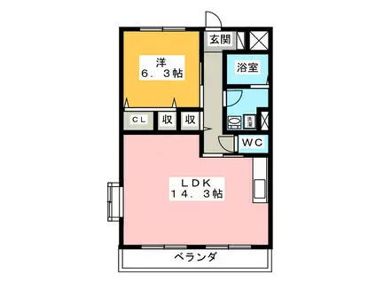 EMG早崎(1LDK/2階)の間取り写真