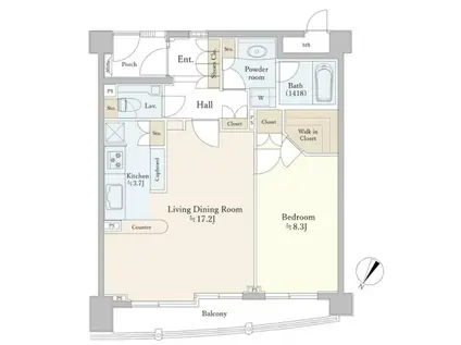 フェアロージュ南平台(1LDK/3階)の間取り写真