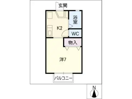 クリスタルビレッジII(1K/2階)の間取り写真