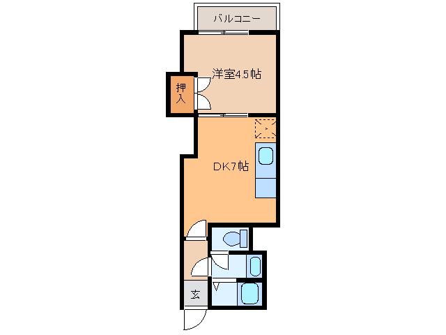 コーポフレンド(1DK/2階)の間取り写真