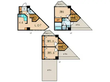 カドリル青葉台(3LDK/1階)の間取り写真