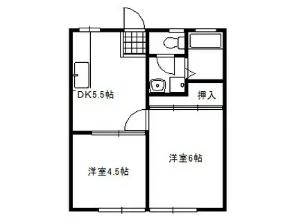 サンシティー少林山109号棟(2DK/2階)の間取り写真