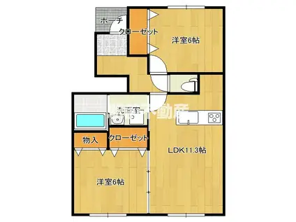 PASSO AVANTI(2LDK/1階)の間取り写真