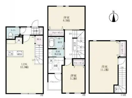 ロワイヤルアイランド織島V(3LDK/1階)の間取り写真