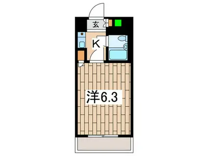 ホーユウコンフォルト大和中央(1K/2階)の間取り写真