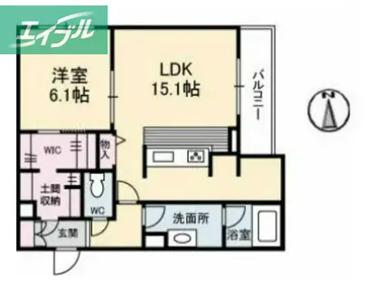 クラリティN(1LDK/2階)の間取り写真