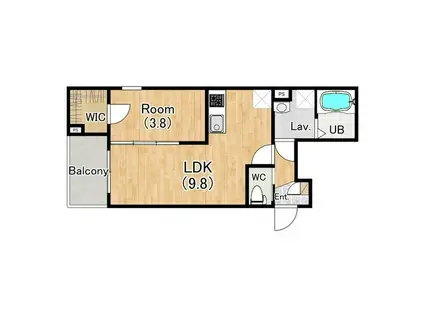 ジーメゾン岸和田グランシア (1LDK/1階)の間取り写真