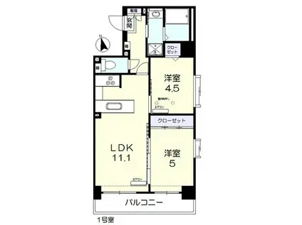 サンセール東古松II(2LDK/3階)の間取り写真