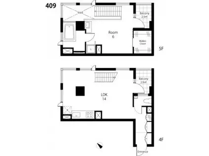 プライムアーバン浮間公園(1LDK/4階)の間取り写真