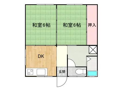 水呑向丘アパート(2DK/1階)の間取り写真