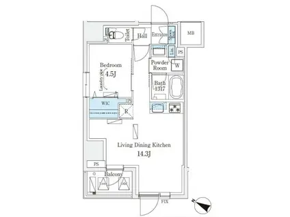 アーバンブリーズ恵比寿(1LDK/2階)の間取り写真