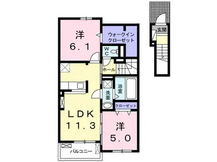 ファミーユIII(2LDK/2階)の間取り写真