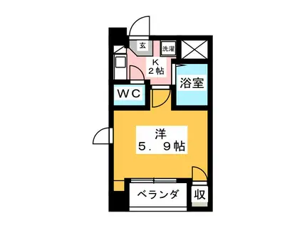 ヒバリーヒルズ(1K/2階)の間取り写真