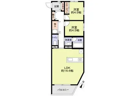 THE TAKASUNA KULTURCE(2LDK/1階)の間取り写真