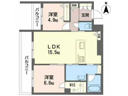 ジェイエイチエスプレミア西大寺(2LDK/3階)の間取り写真