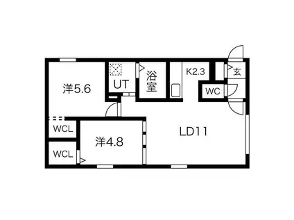 ベリッシモハッサム(2LDK/4階)の間取り写真