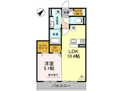 CASA RAFFINE 青地(1LDK/3階)の間取り写真