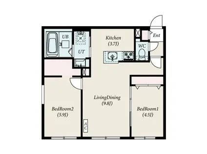 厚別中央4条2丁目MS(2LDK/1階)の間取り写真