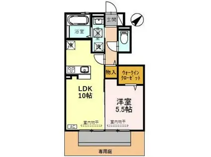 メゾン ル ヴェール(1LDK/1階)の間取り写真