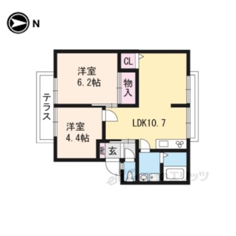 サンライフ上蔵A・B(2LDK/1階)の間取り写真