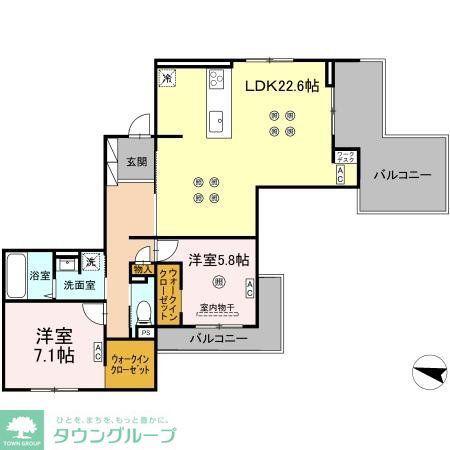プランドゥブレ西新(2LDK/2階)の間取り写真