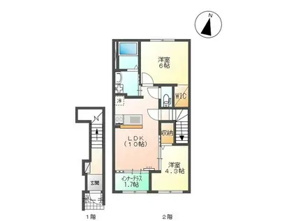 スターテラスII稲岡町(2LDK/2階)の間取り写真