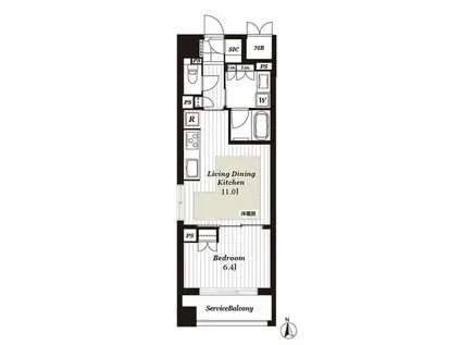 サンメゾン京都堺町通ザ・テラス(1LDK/8階)の間取り写真