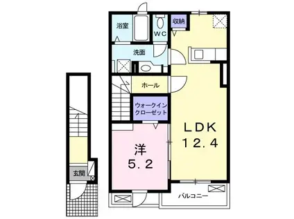 ティンバー アイ(1LDK/2階)の間取り写真