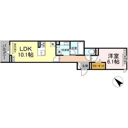 D-AVANCE 柱六番町I(1LDK/3階)の間取り写真
