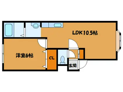 ハイブリッジMS松陰(1LDK/1階)の間取り写真