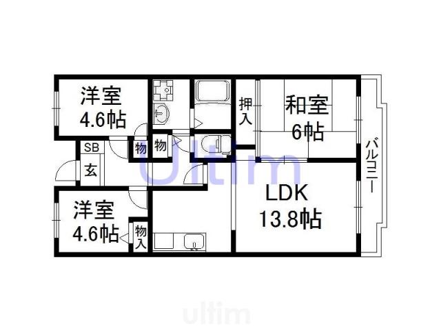 レオパルド(3LDK/4階)の間取り写真