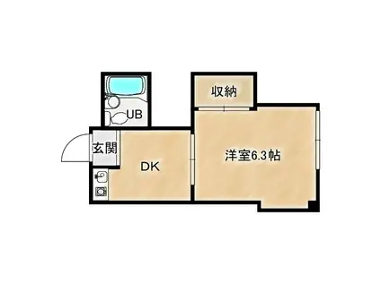 晩成ハイツ関目(1DK/1階)の間取り写真
