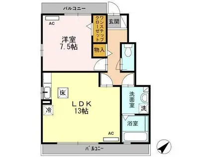 ガーデン・アカシア(1LDK/1階)の間取り写真