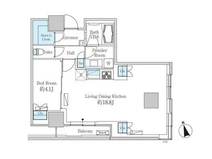 ベルファース芝浦タワー(1LDK/17階)の間取り写真