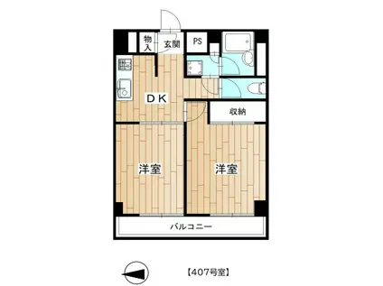 板橋昭和ビル徳丸(2DK/4階)の間取り写真