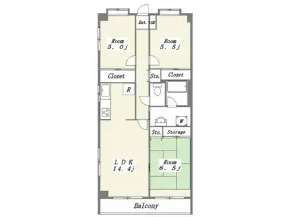 サニーコート高松(3LDK/4階)の間取り写真