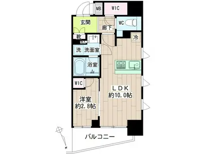 シェフルール鶴見ステーションワン(1LDK/10階)の間取り写真