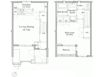 スタイリオ武蔵小山(1LDK/1階)の間取り写真