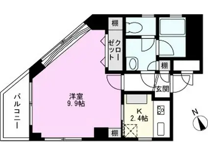パインポルテ北松戸(1K/2階)の間取り写真