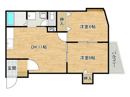 えの宮郵便局ビル(2LDK/2階)の間取り写真