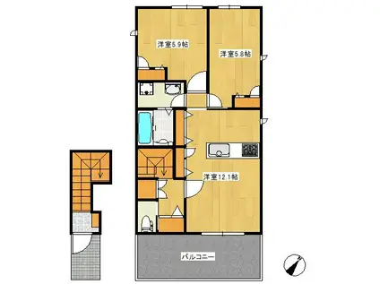 MOKUBA(2LDK/2階)の間取り写真