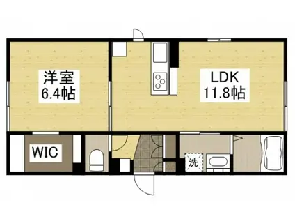 ベレオ厚生町(1LDK/1階)の間取り写真